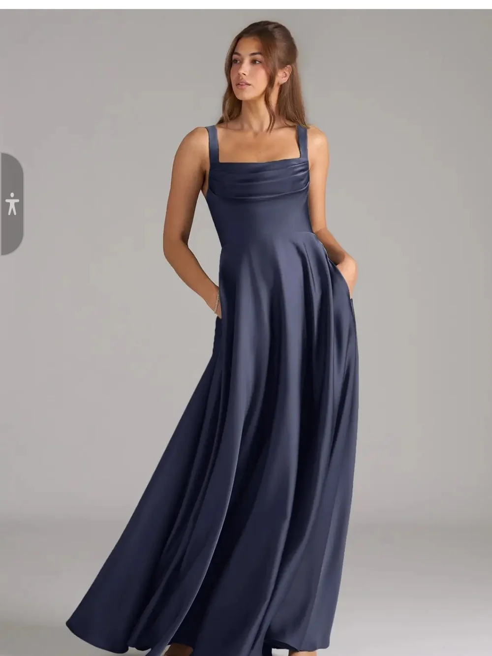Azazie Shaude A-Line - Stormy Blue and Stormy Blue